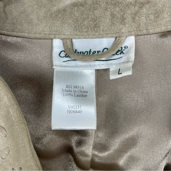 Coldwater Creek Vintage Suede Leather Woven Detail Jacket Size L - Picture 2 of 6